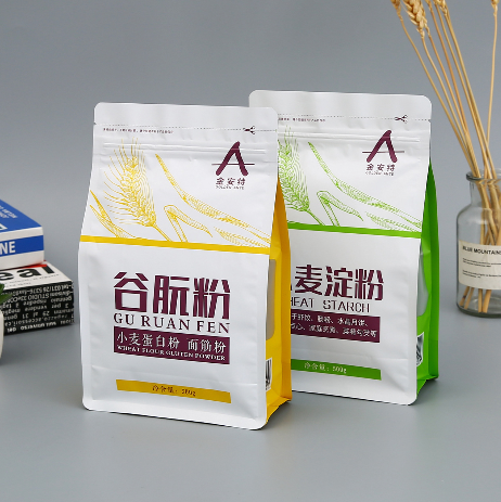 鋁箔袋塑料復合八邊封袋細膩小麥淀粉谷朊面粉食品包裝袋定制